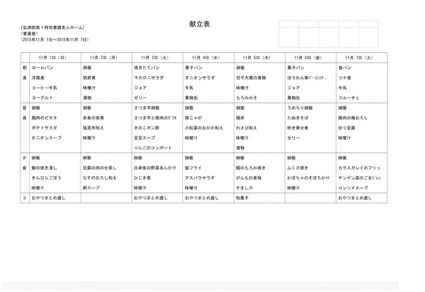 2015年11月1日から11月7日まで