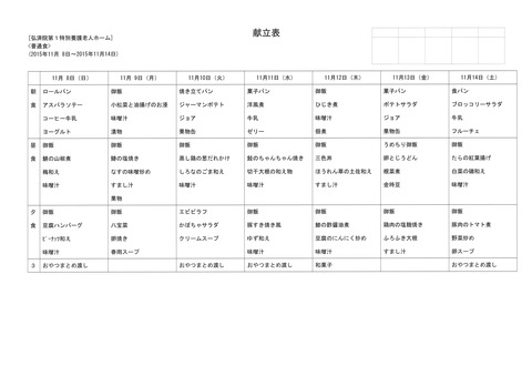 2015年11月8日から11月14日まで