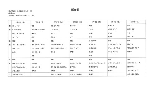 2018年7月15日から2018年7月21日まで