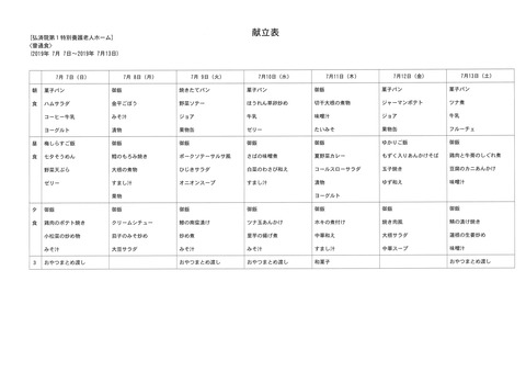 2019年7月7日から2019年7月13日まで